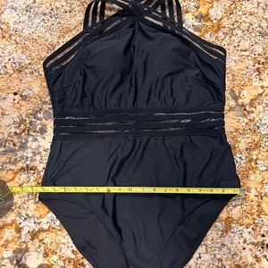 Amazon Criss Cross Sheer Black One Piece Swimsuit size XXL